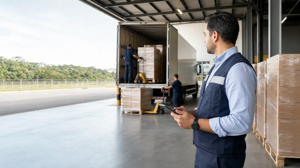 Equipe acompanha mercadorias protegidas por seguro de transporte de cargas. - Mar Alto Corretora de Seguros em São Paulo e região